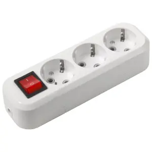 Розеточная колодка GSB-16-3-G-S-IP20 Classic, 16А, 3 места, с заземлением, c выключателем, IP20 Gene