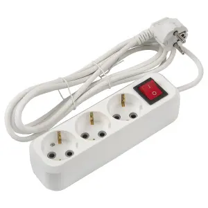 Удлинитель бытовой General GES-10-3x075-3-5m-S, 10А, 3х0,75 мм2, 3 места, 5 метров, с заземлением, с