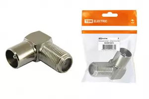 ЭЛМАКС - Переходник гнездо F - штекер TV угловой, инд. упаковка TDM элмакс, электротехника, кабель, светотехника, elmax.pro