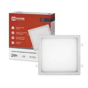 ЭЛМАКС - Панель сд встраиваемая квадратная SLP 24Вт 230В 4000К 1680Лм 300мм белая IP40 IN HOME элмакс, электротехника, кабель, светотехника, elmax.pro