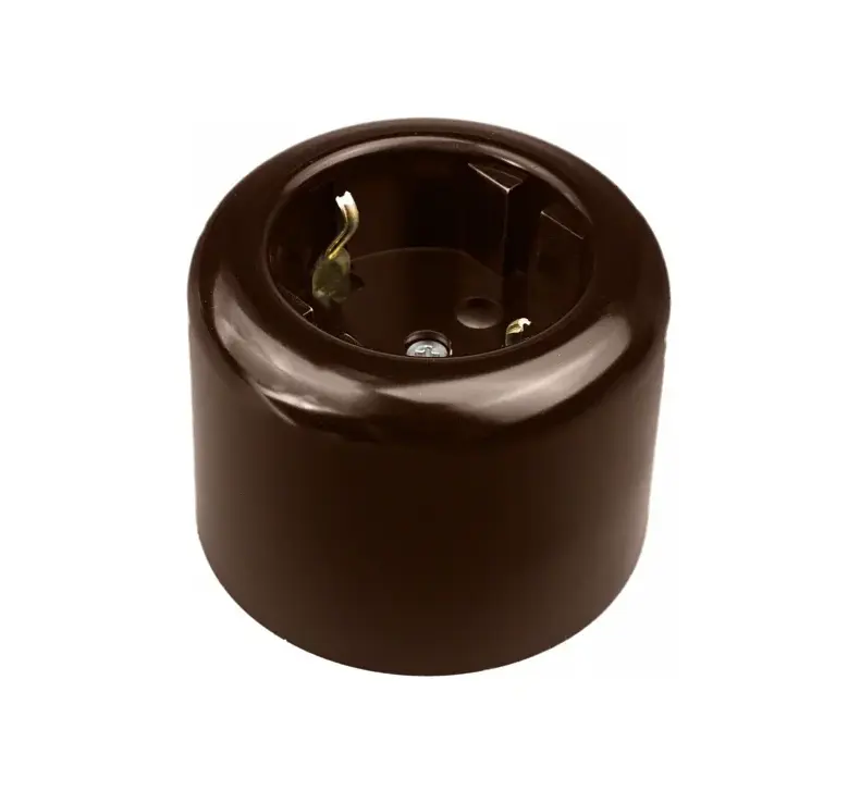 ЭЛМАКС - Розетка двухполюсная с ЗК, R, пластик, коричневый элмакс, электротехника, кабель, светотехника, elmax.pro